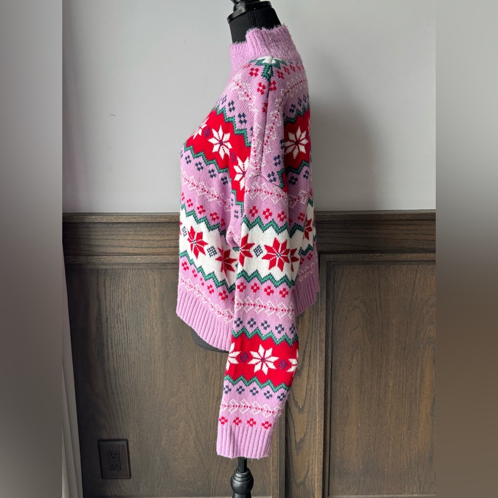 32 Degrees Purple and Red Patterned Turtleneck Sweater holiday XL - Picture 3 of 7